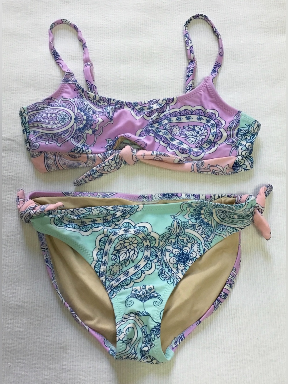 Shade Critters Girls Periwinkle Paisley Bikini Swimsuit size 7 Years - K719